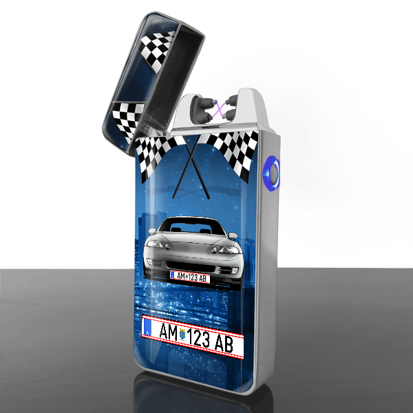 SC400 Lichtbogen Feuerzeug personalisiert mit Auto u. Kennzeichen!