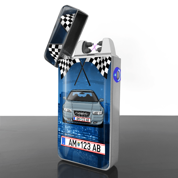 Stratus Lichtbogen Feuerzeug personalisiert mit Auto u. Kennzeichen!