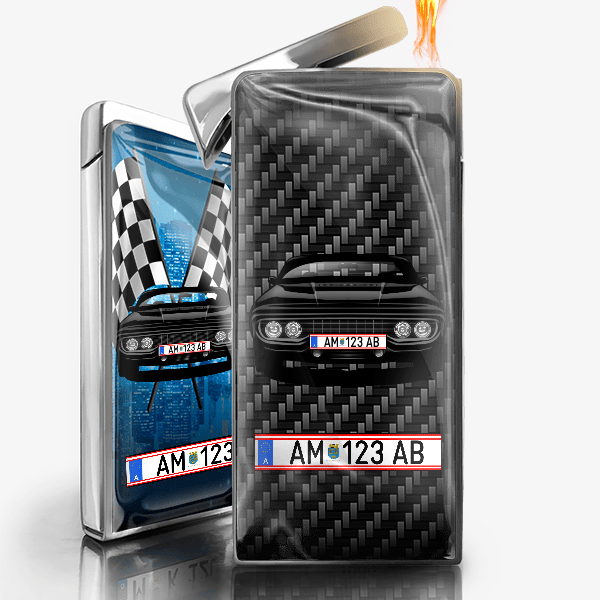 Satellite Coupe Feuerzeug Gas personalisiert mit Auto u. Kennzeichen!