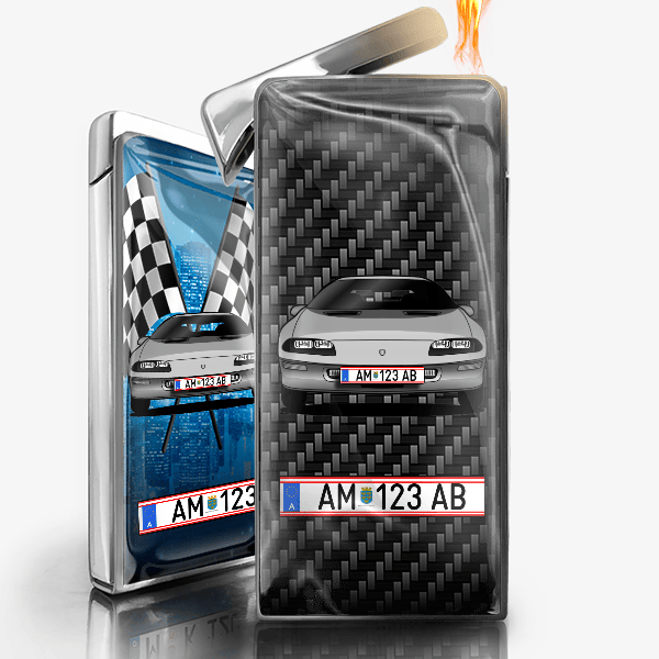 Camaro Coupe Feuerzeug Gas personalisiert mit Auto u. Kennzeichen!