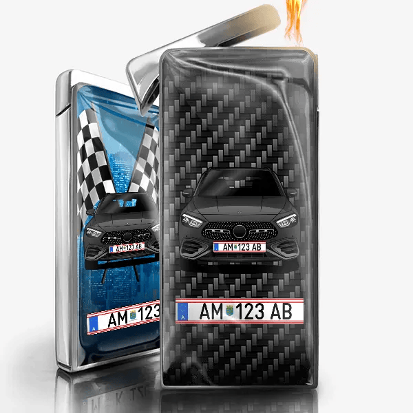 GLA Feuerzeug Gas personalisiert mit Auto u. Kennzeichen!