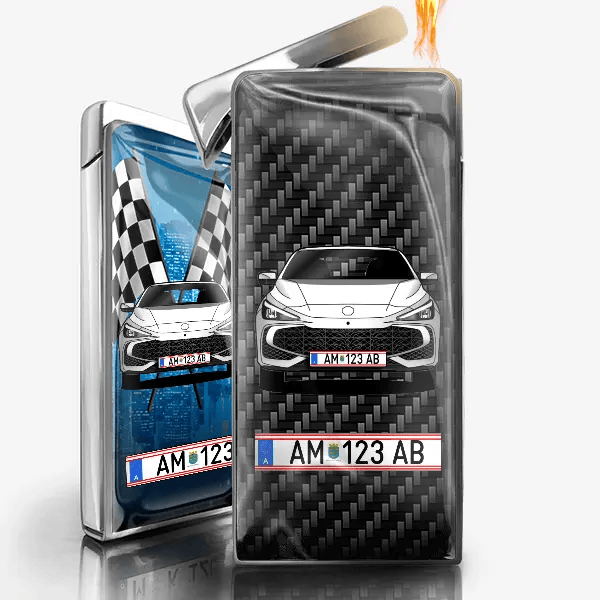 3 Feuerzeug Gas personalisiert mit Auto u. Kennzeichen!