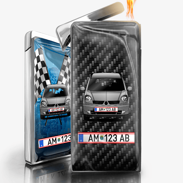 Kangoo Maxi Feuerzeug Gas personalisiert mit Auto u. Kennzeichen!