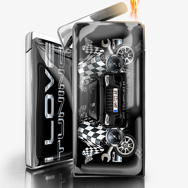 RS3 Sportback Feuerzeug Gas personalisiert mit Auto u. Kennzeichen!