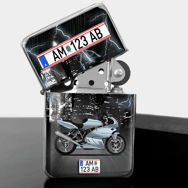750 SS IE Benzin Feuerzeug personalisiert mit Motorrad u. Kennzeichen!
