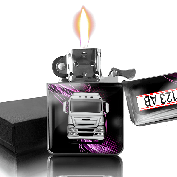 TGS 26.440 Benzin Feuerzeug personalisiert mit LKW u. Kennzeichen!