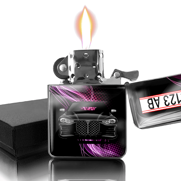 4er Reihe Coupe Benzin Feuerzeug personalisiert mit Auto u. Kennzeichen!