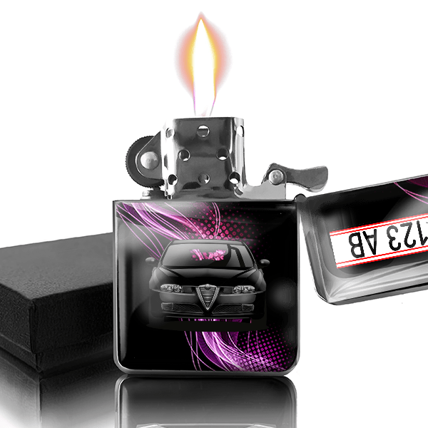 GT Benzin Feuerzeug personalisiert mit Auto u. Kennzeichen!