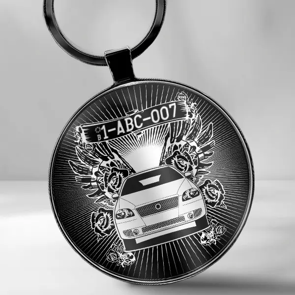 Croma Estate sleutelhanger rond personalisiert met jouw Auto en kenteken!