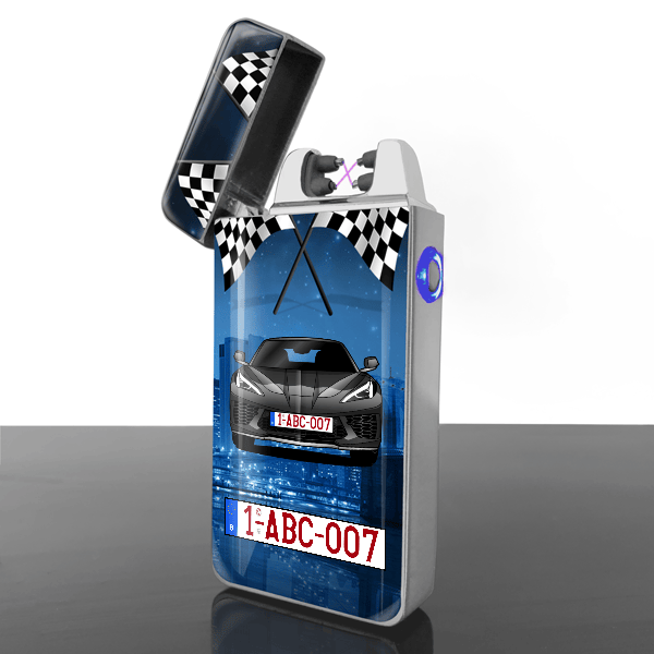 Corvette C8 briquets electriques personnalisé avec voiture et plaque d'immatriculation !