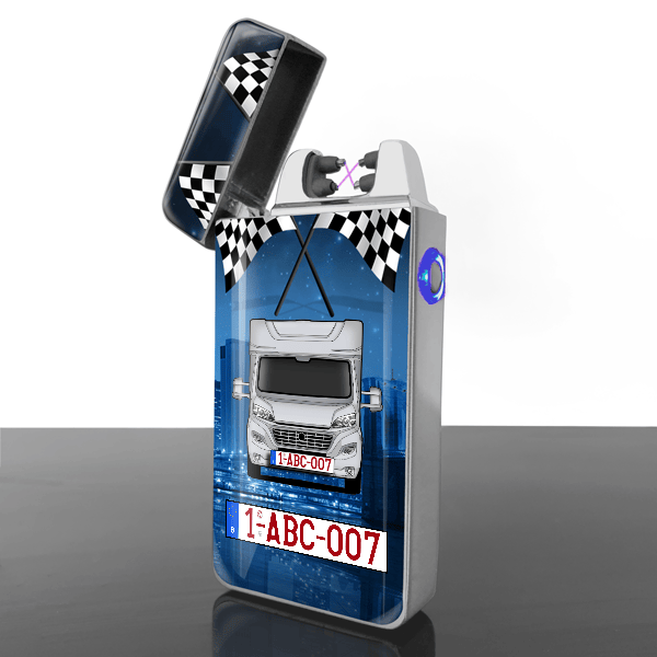 339 briquets electriques personnalisé avec voiture et plaque d'immatriculation !