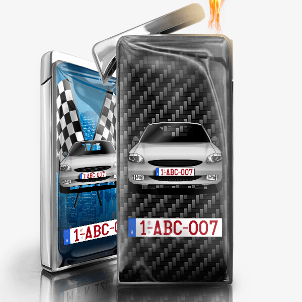 Escort (3-Türer) gaz briquet personnalisé avec voiture et plaque d'immatriculation !
