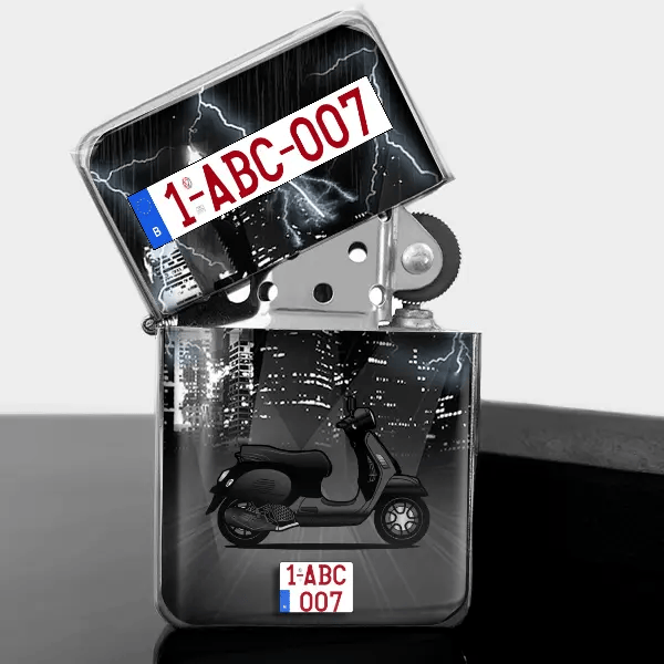 Vespa GTS briquet essence personnalisé avec voiture et plaque d'immatriculation !