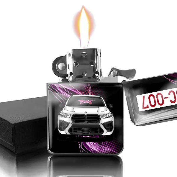X5 M gepersonaliseerde benzine aansteker met nummerplaten!
