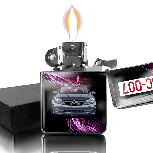 Cascada Cabriolet gepersonaliseerde benzine aansteker met nummerplaten!