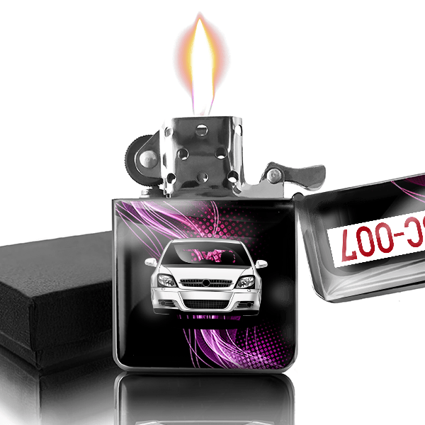 Signum gepersonaliseerde benzine aansteker met nummerplaten!