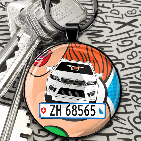 Sorento Schlüsselanhänger Rund personalisiert mit deinem Auto u. Kennzeichen!