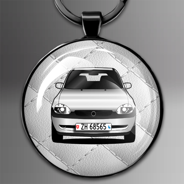 Corsa Caravan Schlüsselanhänger Rund personalisiert mit deinem Auto u. Kennzeichen!