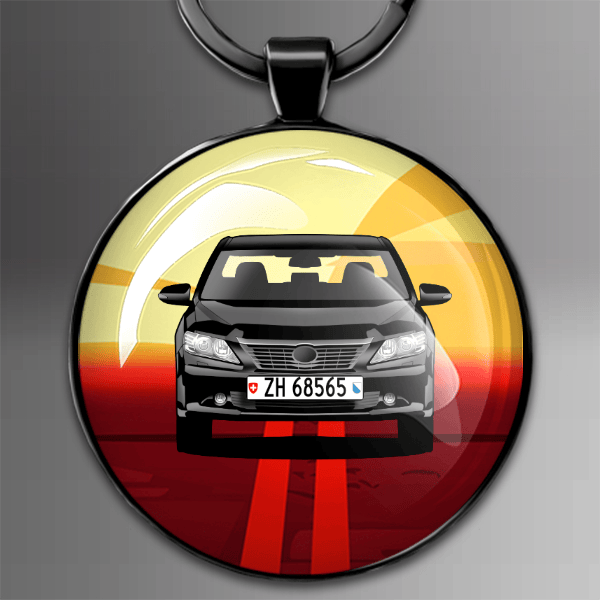 Camry Schlüsselanhänger Rund personalisiert mit deinem Auto u. Kennzeichen!