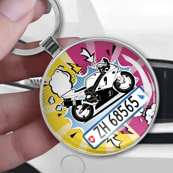 YZF-R7 Schlüsselanhänger Rund personalisiert mit deinem Motorrad u. Kennzeichen!