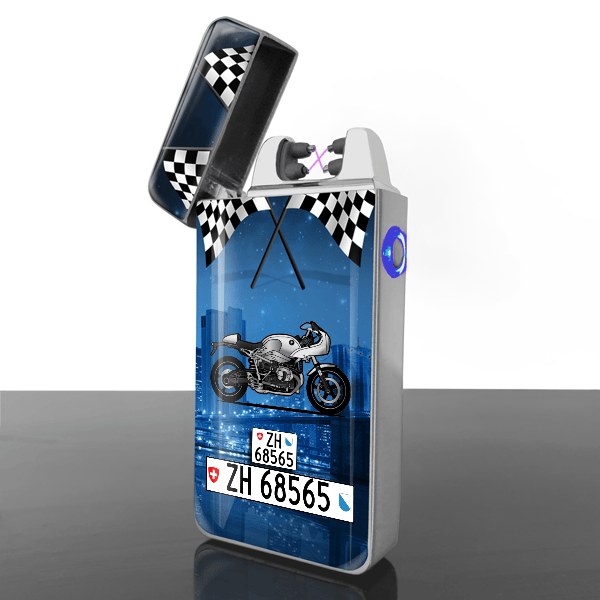 R Ninet Racer Lichtbogen Feuerzeug personalisiert mit Motorrad u. Kennzeichen!