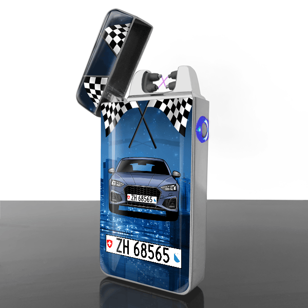 RS5 Hatchback Lichtbogen Feuerzeug personalisiert mit Auto u. Kennzeichen!