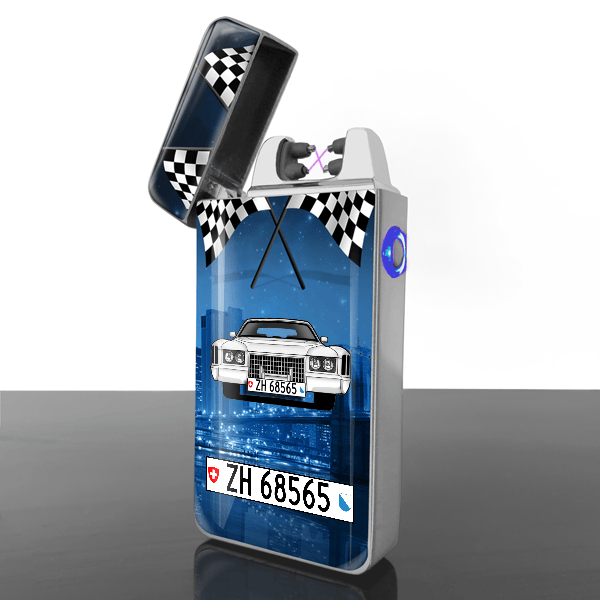 Eldorado Cabriolet Lichtbogen Feuerzeug personalisiert mit Auto u. Kennzeichen!