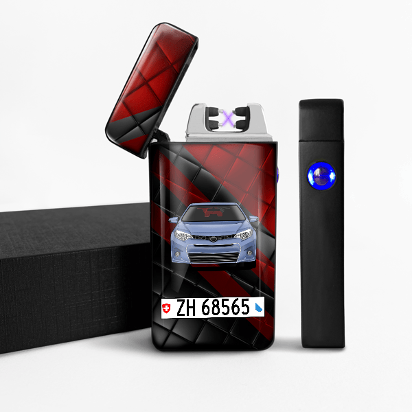 Corolla Lichtbogen Feuerzeug personalisiert mit Auto u. Kennzeichen!
