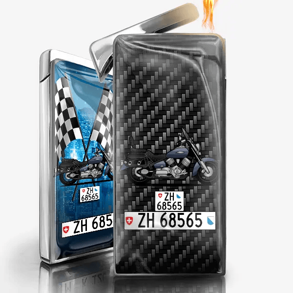 Dragstar 1100 Feuerzeug Gas personalisiert mit Motorrad u. Kennzeichen!