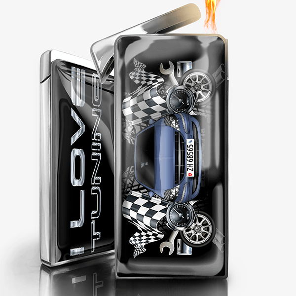 C8 Feuerzeug Gas personalisiert mit Auto u. Kennzeichen!