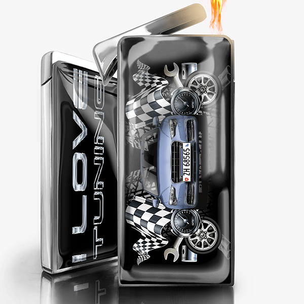 A5 Cabriolet Feuerzeug Gas personalisiert mit Auto u. Kennzeichen!