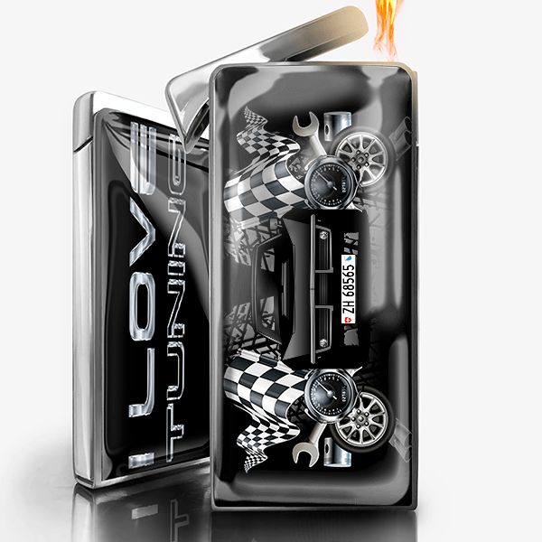 Corvette Feuerzeug Gas personalisiert mit Auto u. Kennzeichen!