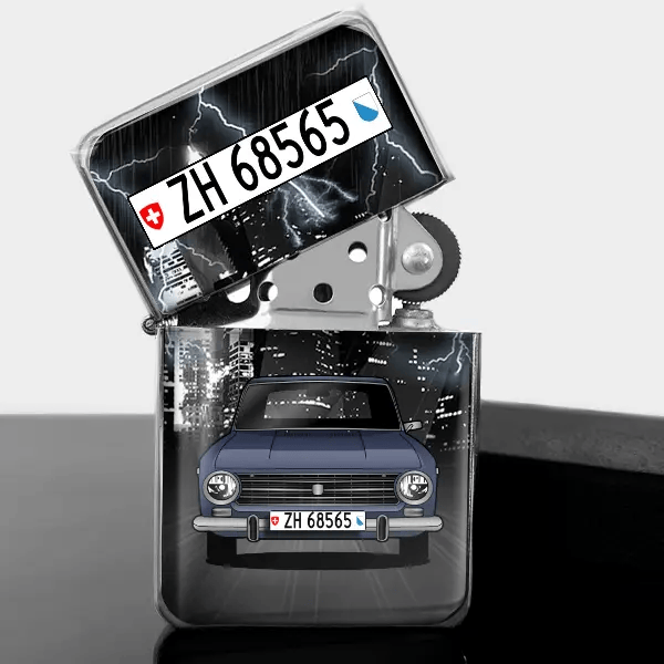 124 Limousine Benzin Feuerzeug personalisiert mit Auto u. Kennzeichen!