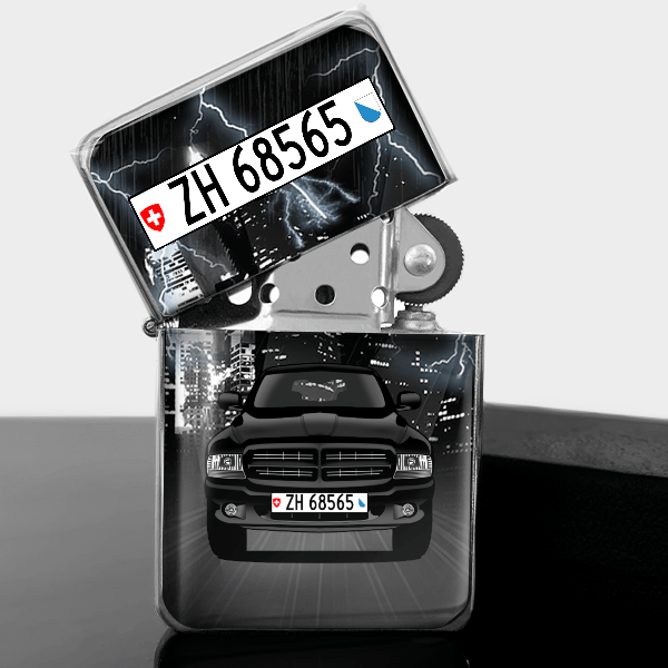 Durango Benzin Feuerzeug personalisiert mit Auto u. Kennzeichen!