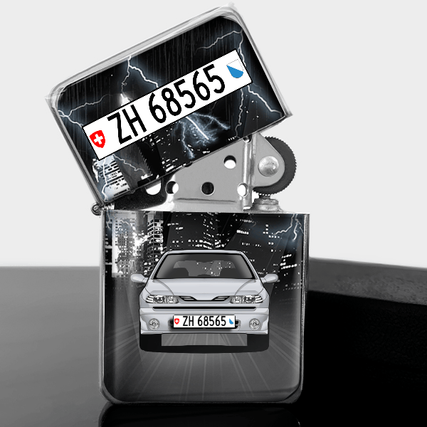 Laguna Caravan Benzin Feuerzeug personalisiert mit Auto u. Kennzeichen!