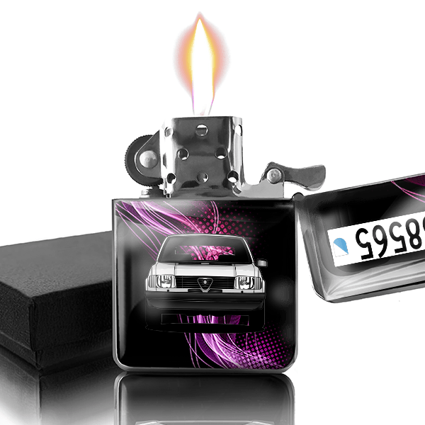 Alfasud Benzin Feuerzeug personalisiert mit Auto u. Kennzeichen!