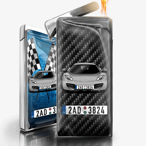 MP4-12C Plynnový zapalovač personalizovaný s autem a SPZ!