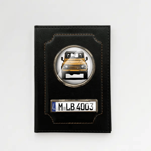 Defender 110 Fahrzeugschein Hülle personalisiert mit Auto u. Kennzeichen!