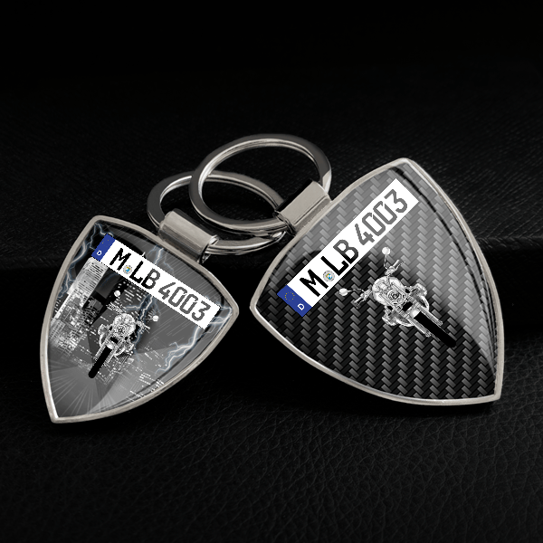 R Ninet Schlüsselanhänger personalisiert mit Motorrad u.Kennzeichen!