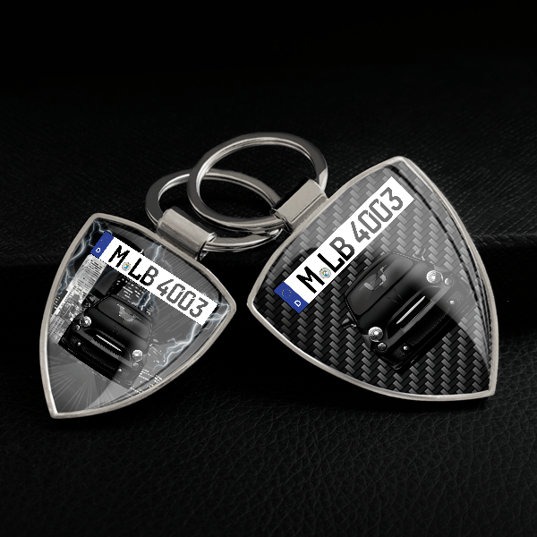 500 Abarth Schlüsselanhänger personalisiert mit Auto u.Kennzeichen!