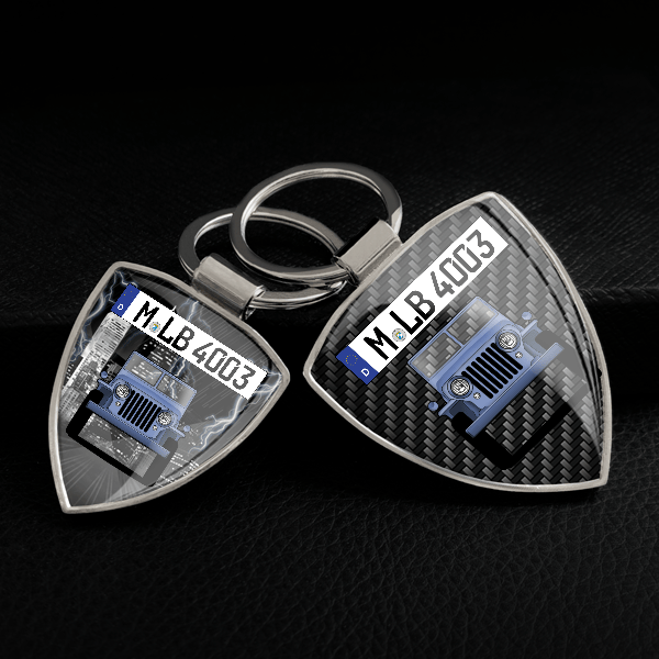 Willys Schlüsselanhänger personalisiert mit Auto u.Kennzeichen!