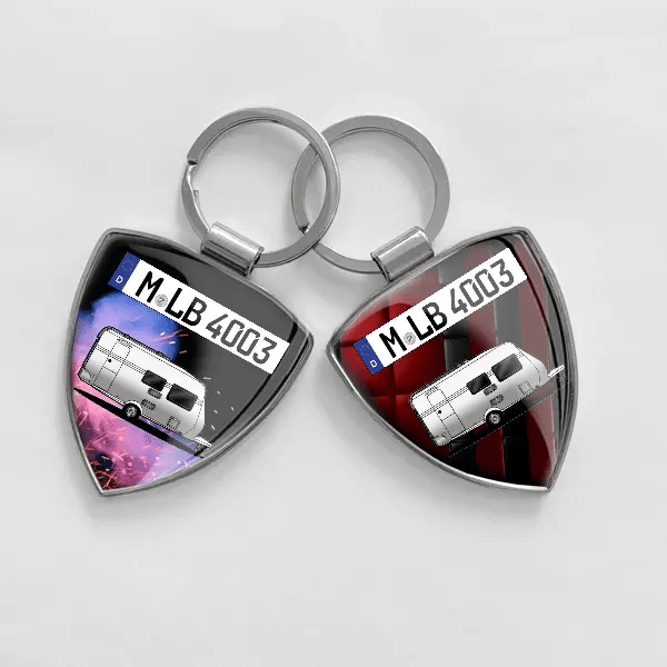 Delux Schlüsselanhänger personalisiert mit Wohnwagen u.Kennzeichen!