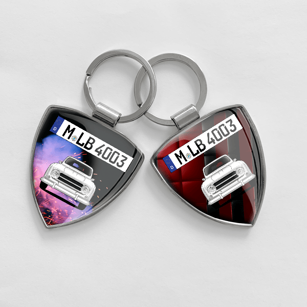 4 (5-Türer) Schlüsselanhänger personalisiert mit Auto u.Kennzeichen!