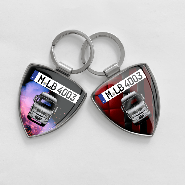 Premium Schlüsselanhänger personalisiert mit LKW u.Kennzeichen!