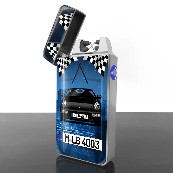 911 964 Cabriolet Lichtbogen Feuerzeug personalisiert mit Auto u. Kennzeichen!
