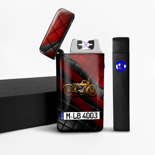 Street Glide Lichtbogen Feuerzeug personalisiert mit Motorrad u. Kennzeichen!