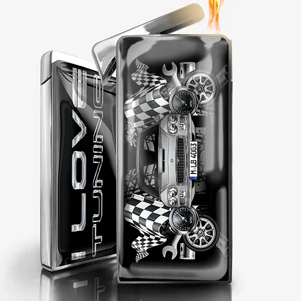 Quattroporte Feuerzeug Gas personalisiert mit Auto u. Kennzeichen!