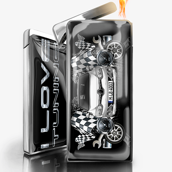 Megane Feuerzeug Gas personalisiert mit Auto u. Kennzeichen!