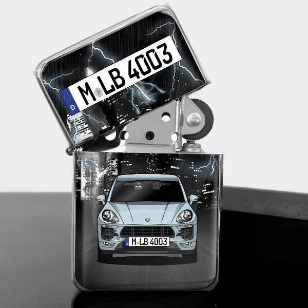 Macan GTS Benzin Feuerzeug personalisiert mit Auto u. Kennzeichen!
