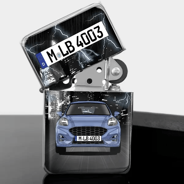 Puma Benzin Feuerzeug personalisiert mit Auto u. Kennzeichen!